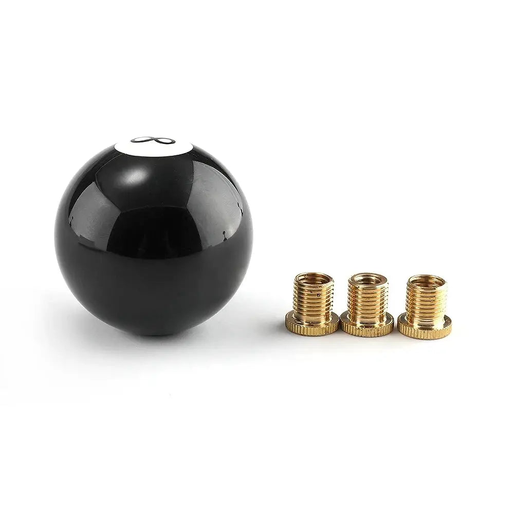 Black 8 Ball Billiard Round Shift Knob, Acrylic Speed Gear Shifter with 3 Adapters Universal Fit for Manual Vehicles by InterCyprus Trading Ltd