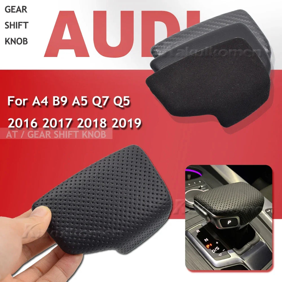 Mânere schimbător de viteze din piele perforată neagră pentru Audi A4 B9 A5 Q7 Q5 4M1-713-139F