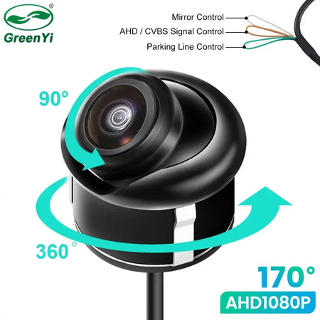 GreenYi 360° Adjustable AHD1080P Car Rear View Camera Universal Mini Side/Front/Backup Night Vision Reverse For Android Monitor by InterCyprus Trading Ltd
