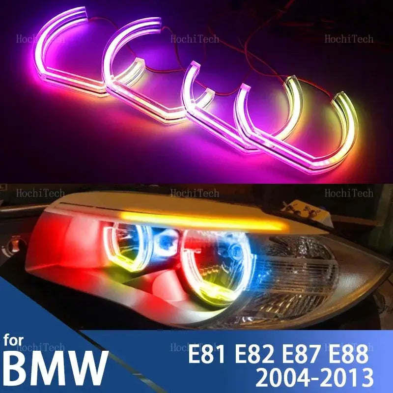 For BMW 1 Series E81 E82 E87 E88 2004-2013 RGB colorful Dynamic light Angel Eyes Rings Led APP control Turn signal Light by InterCyprus Trading Ltd