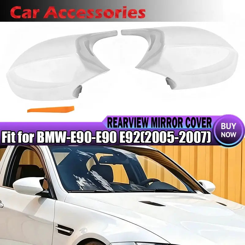 White Side Wing Mirror Caps for BMW 3 Series E90 E91 E92 PRE-LCI by InterCyprus Trading Ltd