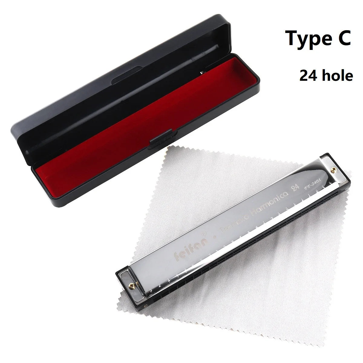 10H 24H Harmonica 8K Titanium Tremolo Key C &ndash; Case Included Type 3-24 hole / CHINA