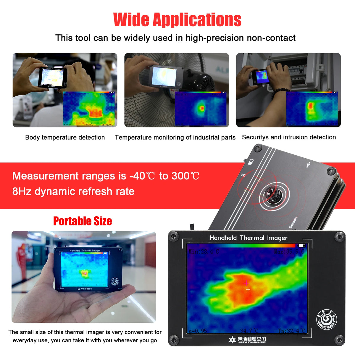Portable Infrared Thermal Imaging Camera with 3.2 Inch LCD for -40 to 300u2103 Range