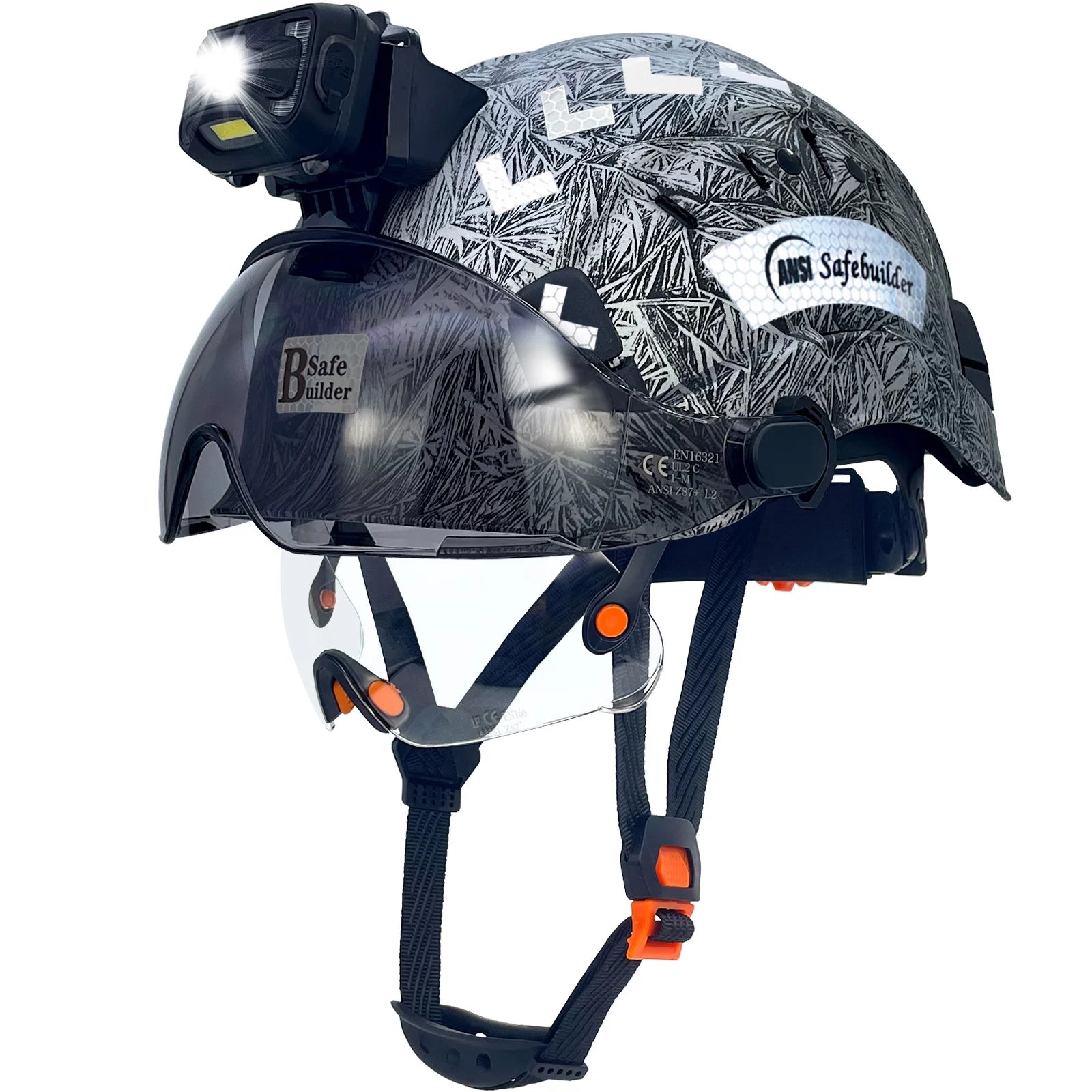 CR06 Safety Helmet With Visor Headlamp &ndash; Rechargeable Light 06 GangMu CSV SHL01