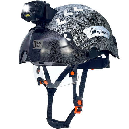 CR06 Safety Helmet With Visor Headlamp &ndash; Rechargeable Light 06 GangMu CSV SHL01