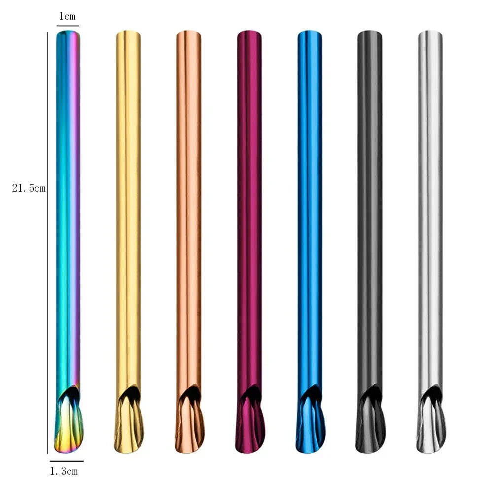 Straw Spoon Set &ndash; Reusable Stainless Steel for Smoothies and Milkshakes