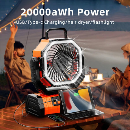 LASUTUM 20000mAh Battery Operated Fan &ndash; Powerful Cooling for Outdoor Adventures