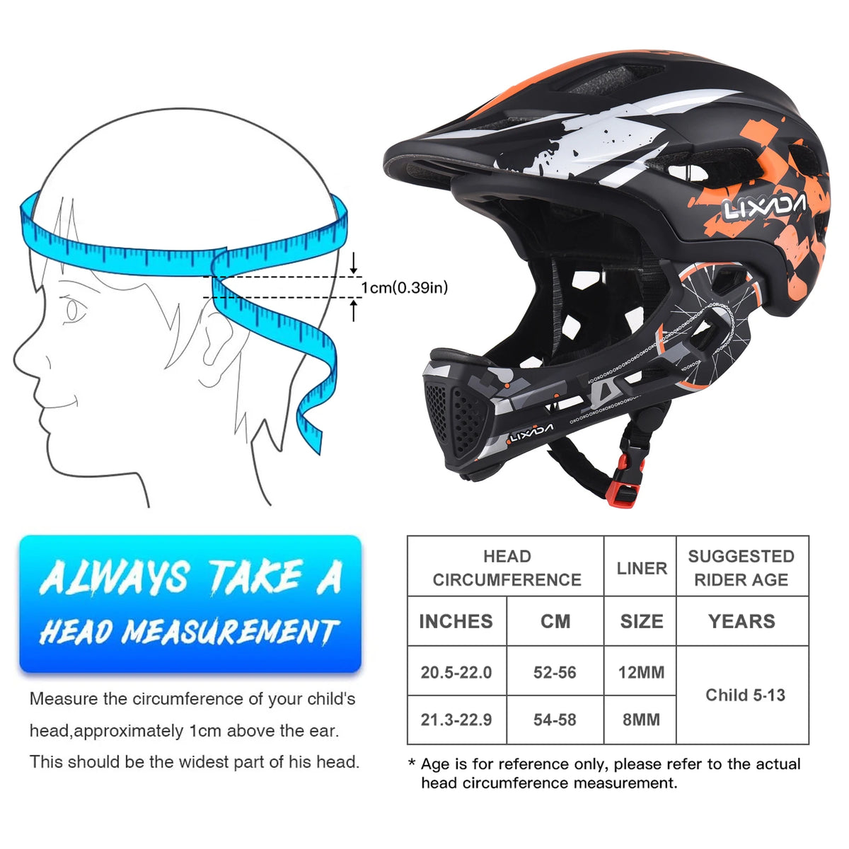 Adjustable Detachable Full Face Kids Cycling Helmet