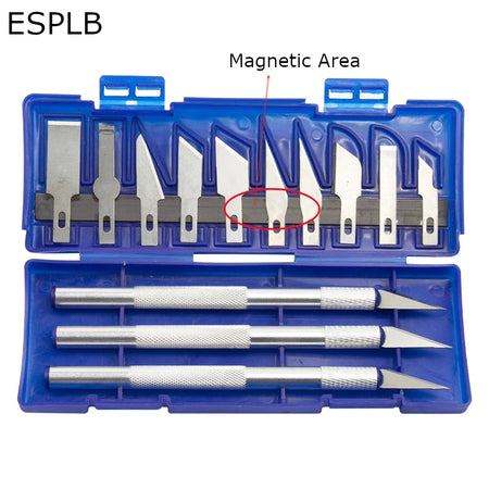 ESPLB 13-Piece Metal Scalpel Knife Set with Carving Handles and Blades