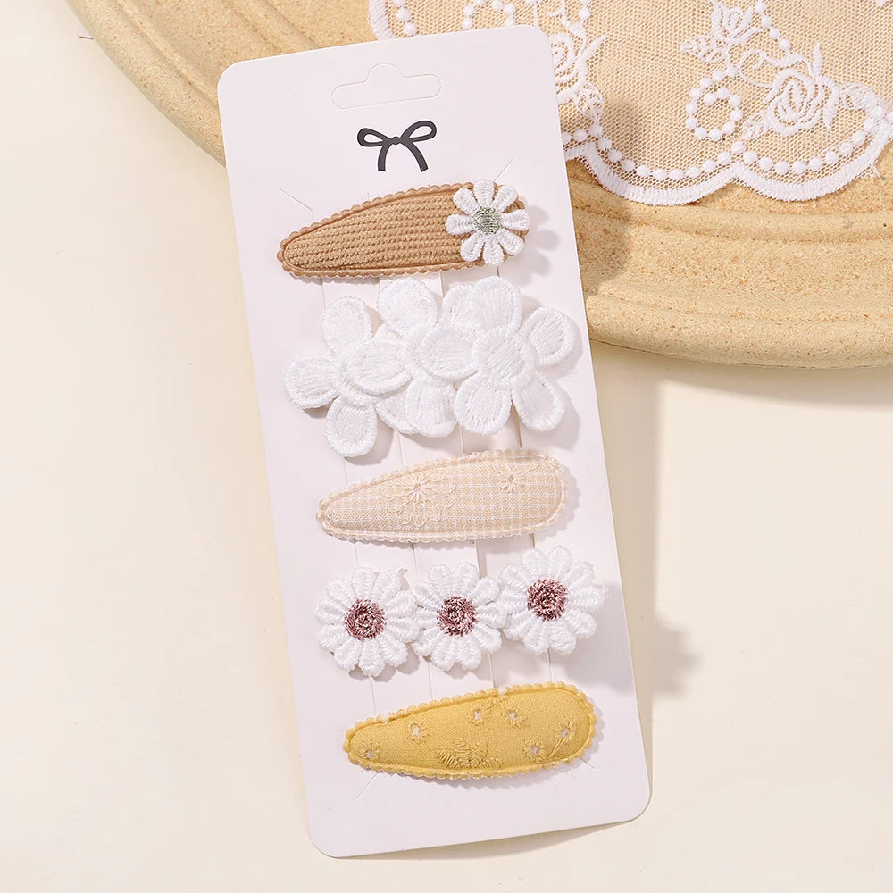 Mini Baby Girl Floral Bow Hair Clip Set 3866-1 / ALLOY