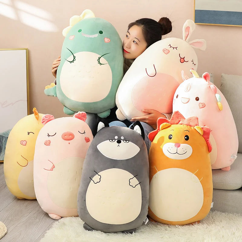 Kawaii Plush Dinosaur &amp; Shiba Inu Dog Pillow - Soft Cushion Toy