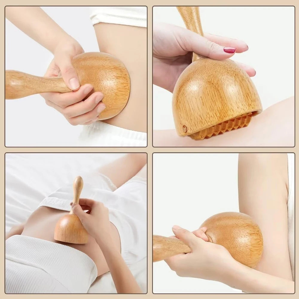 Wooden Therapy Cup with Roller &ndash; Natural Body Shaping Massage Tool