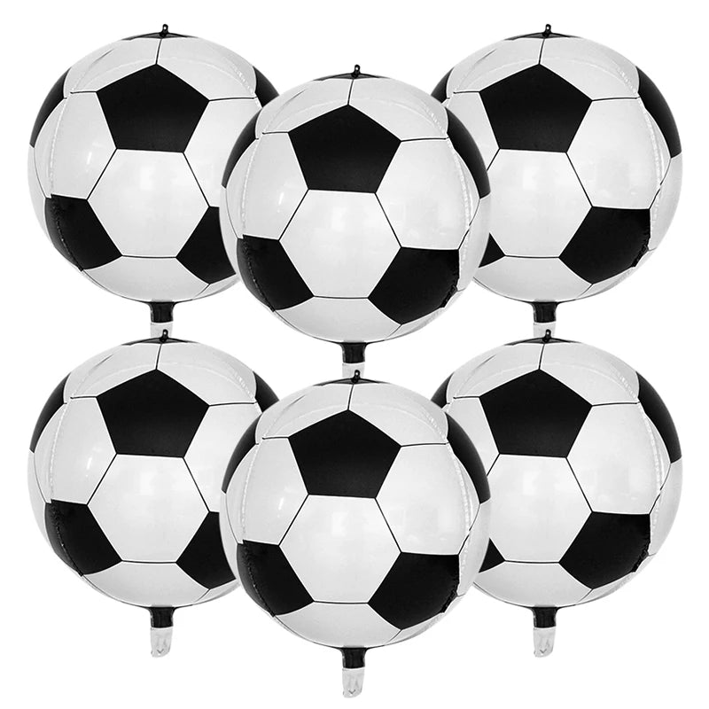 22 Inch 4D Soccer Ball Foil Balloons - Perfect for Kids' Sport Birthday Party Decorations 6pcs / 22inch