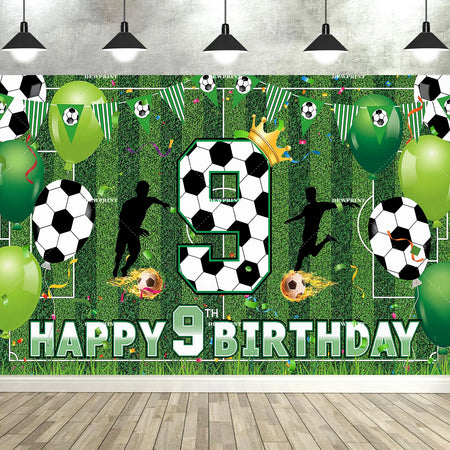 Soccer Happy 6-12th Birthday Banner &ndash; Large Football Decor