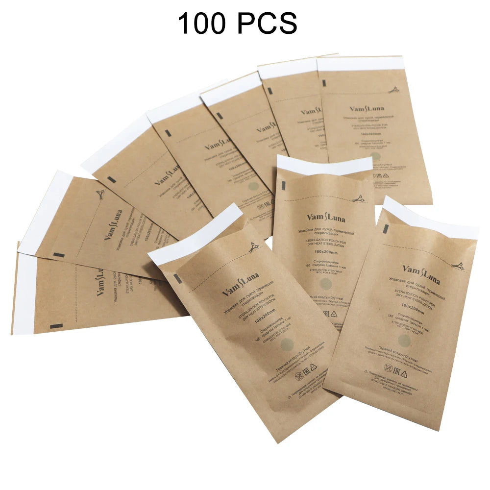 100Pcs Autoclave Pouches Kraft Paper For Nails &ndash; Dry Heat 100PCS