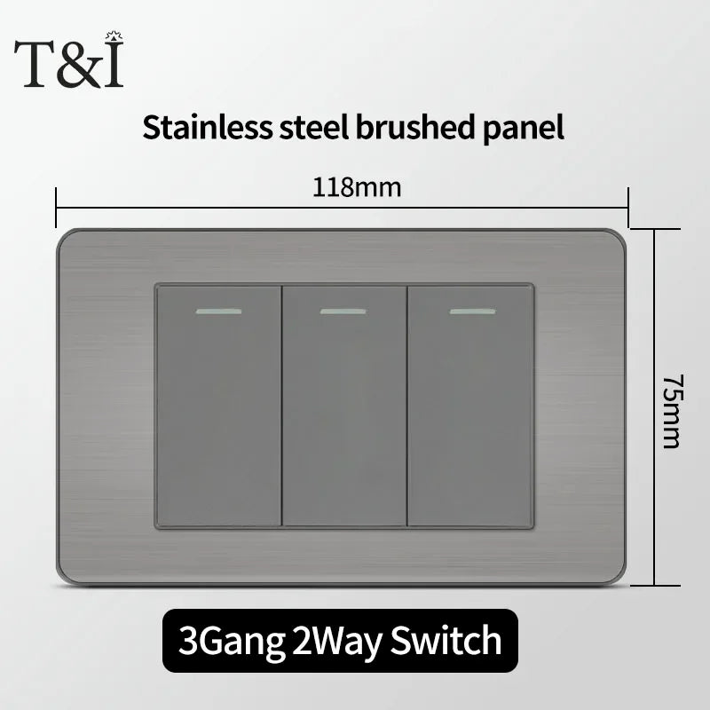 118 Grey Wall Socket USB Type-C Tuya WiFi &ndash; Smart WiFi 3 Gang / Grey