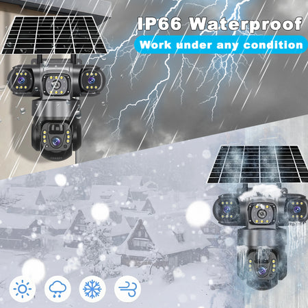 V380PRO 3 Lens 4G Solar Camera 15MP 360 Outdoor Waterproof WIFI CCTV Night Vision Two-Way Audio Camera Mobile Tracking IP Camera