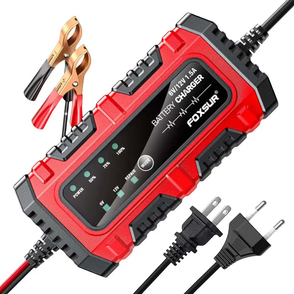 Smart Battery Charger 6V 12V 1.5A For Cars SUVs LeadAcid Gel