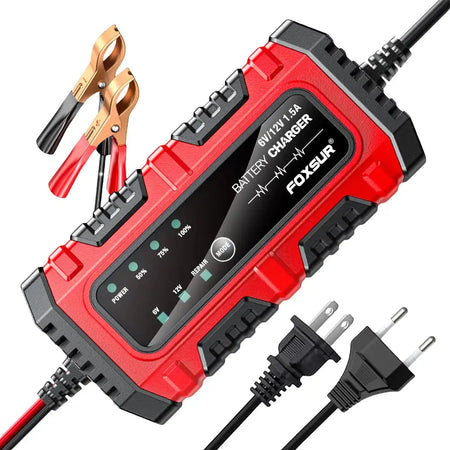 Smart Battery Charger 6V 12V 1.5A For Cars SUVs LeadAcid Gel