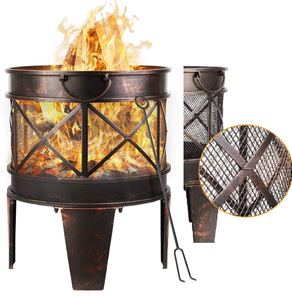 Антикварный ржавый садовый костровой ящик 58x45см с защитой от искр портативный