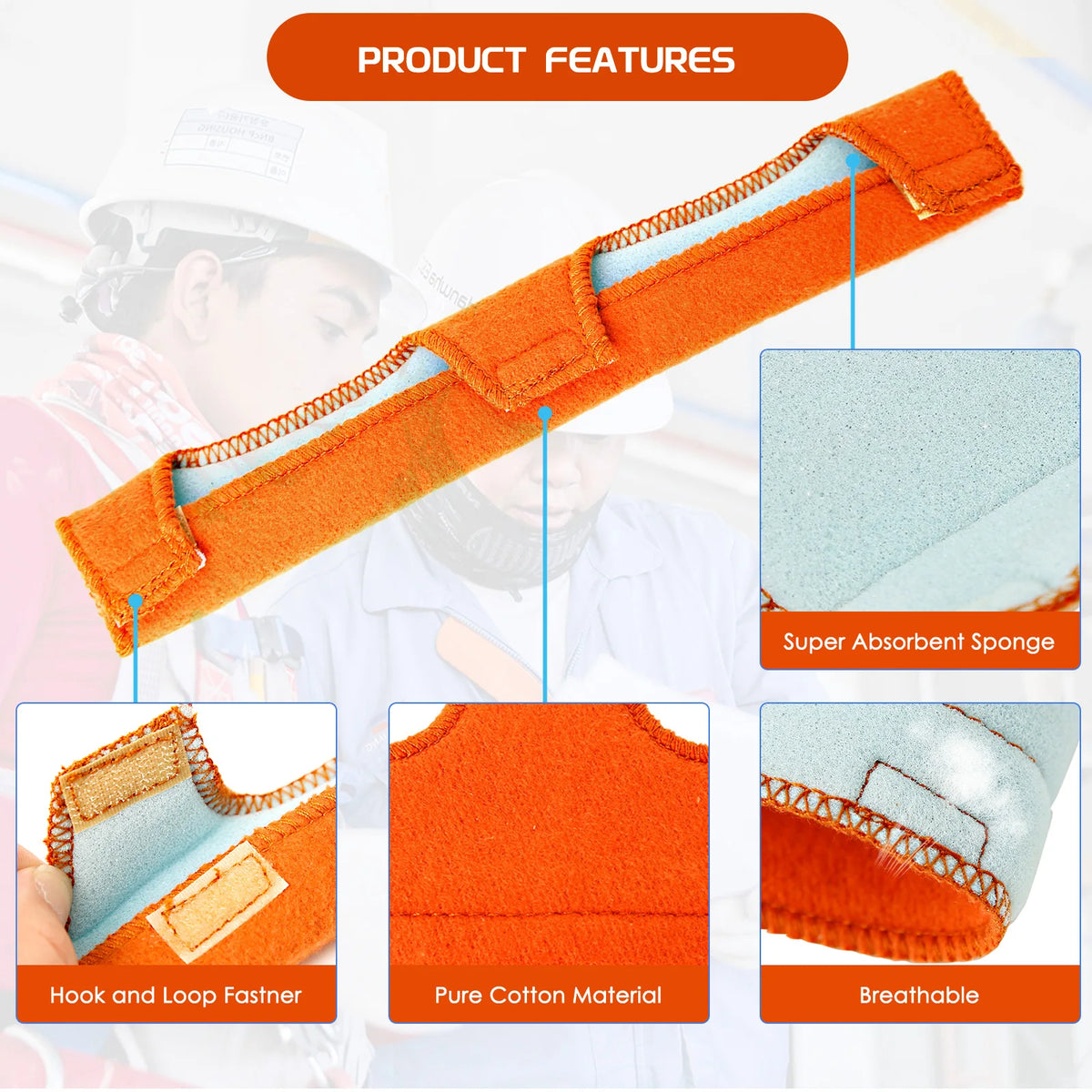 Universal Safety Helmet Sweatband &ndash; Washable Cotton Liner