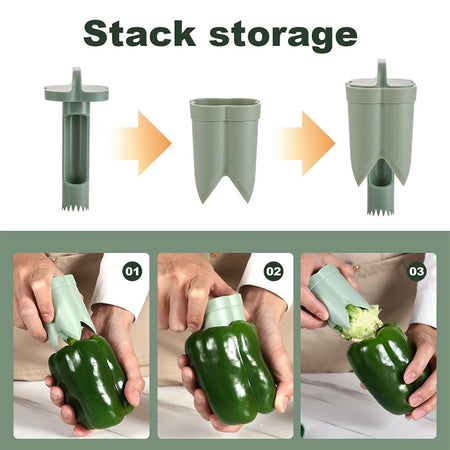 2025 Chili Seed Remover &amp; Bell Pepper Cutter - 2 In 1 Kitchen Gadget