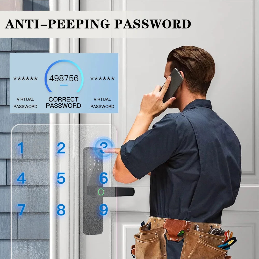 PHIPULO Tuya WiFi Smart Lock with Fingerprint and Remote Unlocking