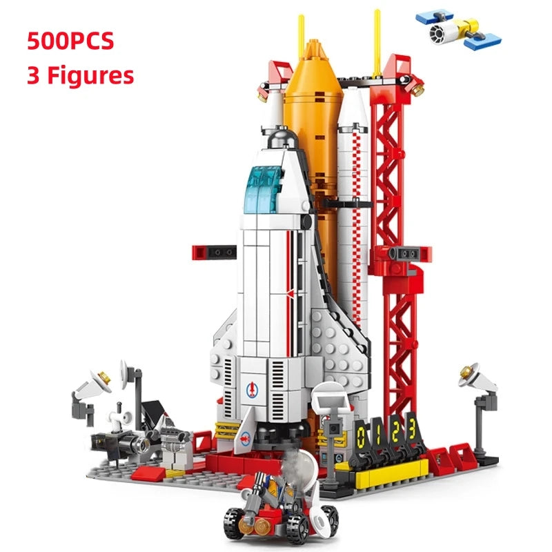 HOVFELER City Shuttle Satellite Rocket Building Blocks Set with Astronaut Figure