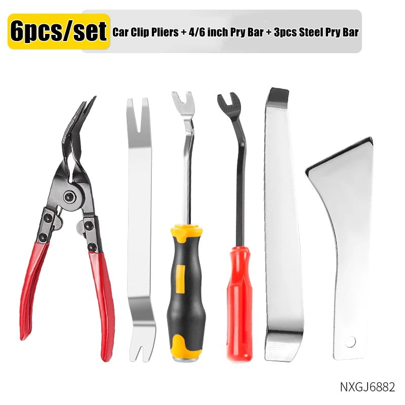 Auto Clip Pliers Car Fastener Trim Rivet Removal Tool Kit for Door Panel &amp; Upholstery 6pcs