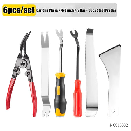 Auto Clip Pliers Car Fastener Trim Rivet Removal Tool Kit for Door Panel &amp; Upholstery 6pcs
