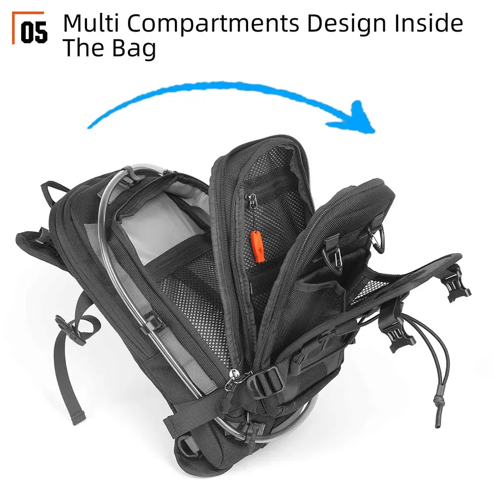 Rhinowalk Motorcycle Tank Bag 9L Multifunctional Backpack With RainCover 1.5L Water Bag MOLLE System Multi-compartment Universal by InterCyprus Trading Ltd
