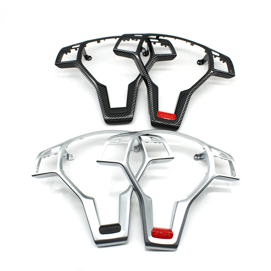 Carbon Fiber Look Steering Wheel Lower Cover Trim PC and ABS Chrome Plated Finish for Mercedes-Benz AMG