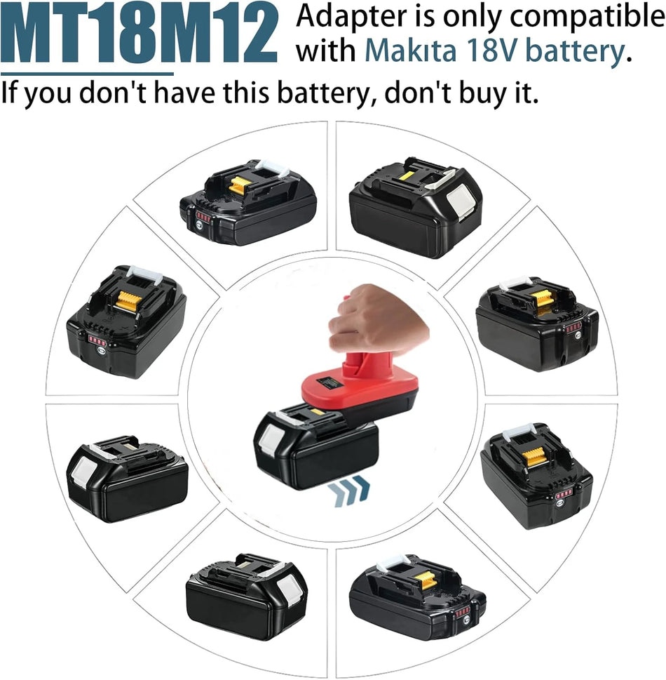 Adaptador de Bateria para Makita 18V para Ferramentas Sem Fios Milwaukee M12