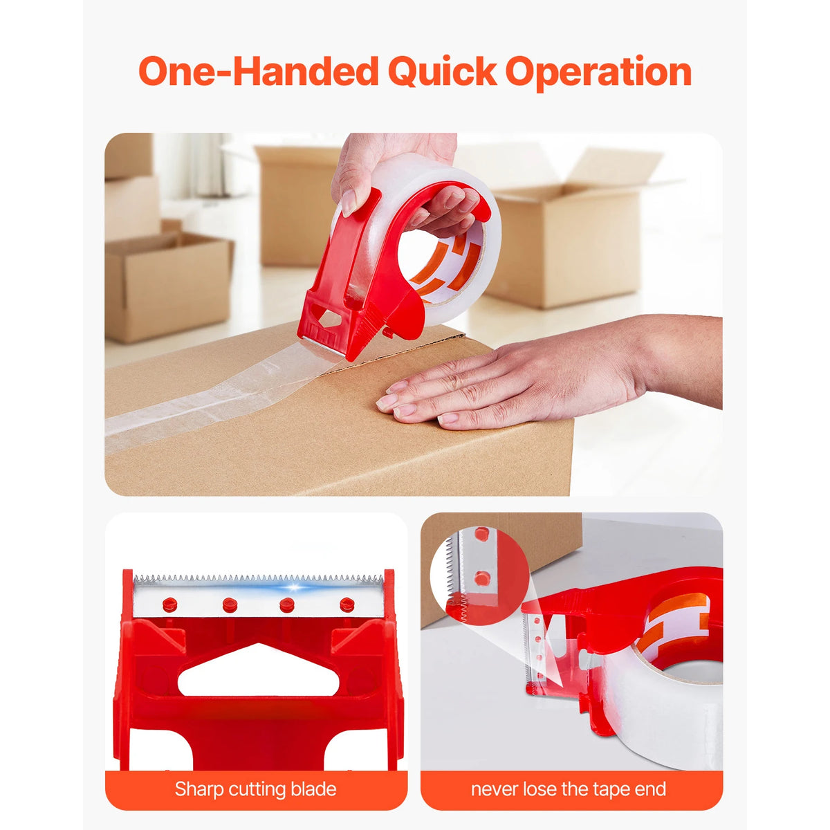 SucceBuy 6 Rolls 59M Clear BOPP Tape &ndash; Dispenser Included