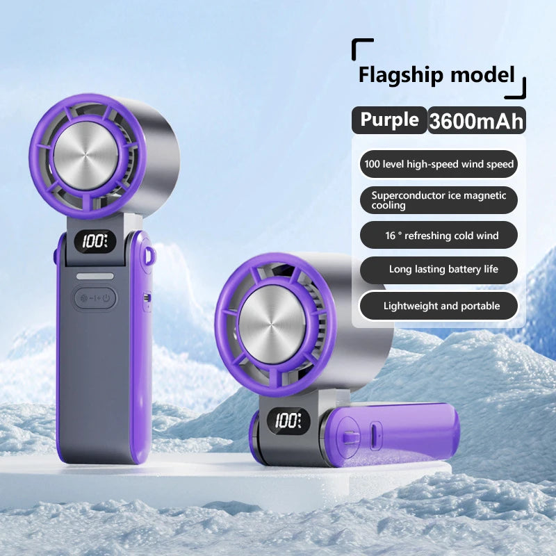 F53K Portable Air Cooling Turbo Fan &ndash; 3600mAh Foldable Gray Pro