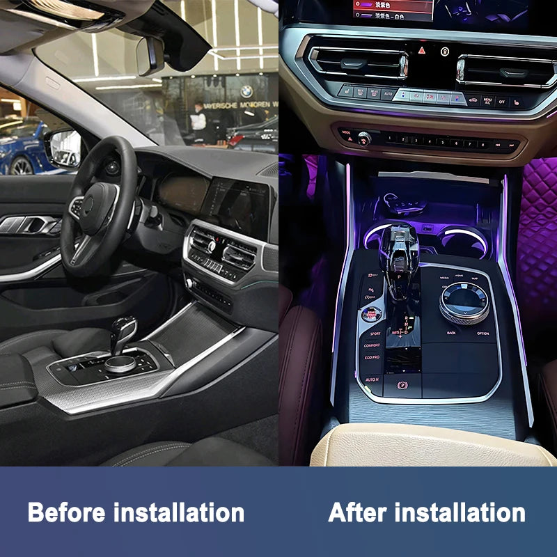 Listwy oświetleniowe ambient w konsoli centralnej BMW dla G20/G22/G80/G82 M3/M4, 11 kolorów, ABS