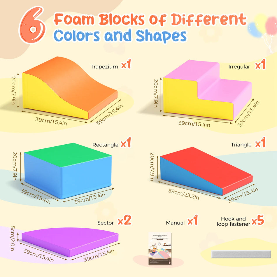 Σετ Εκπαιδευτικών Παιχνιδιών από Στρώματα Φόρμας για Μωρά με Έξι Τεμάχια για Ανάπτυξη Κινητικών Δεξιοτήτων