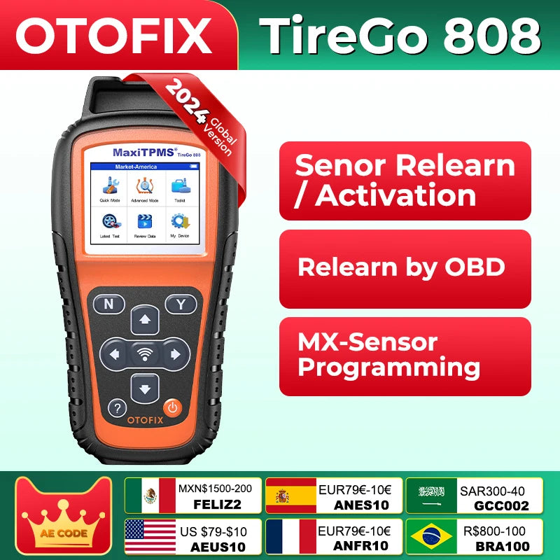 OTOFIX Tirego 808 Strumento di Riapprendimento TPMS, Attiva Tutti i Sensori