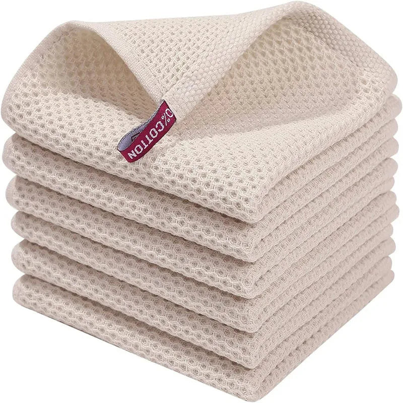 Pure Cotton Rag Towel Set &ndash; Soft Absorbent Quick-Drying Design Beige / 2Pcs