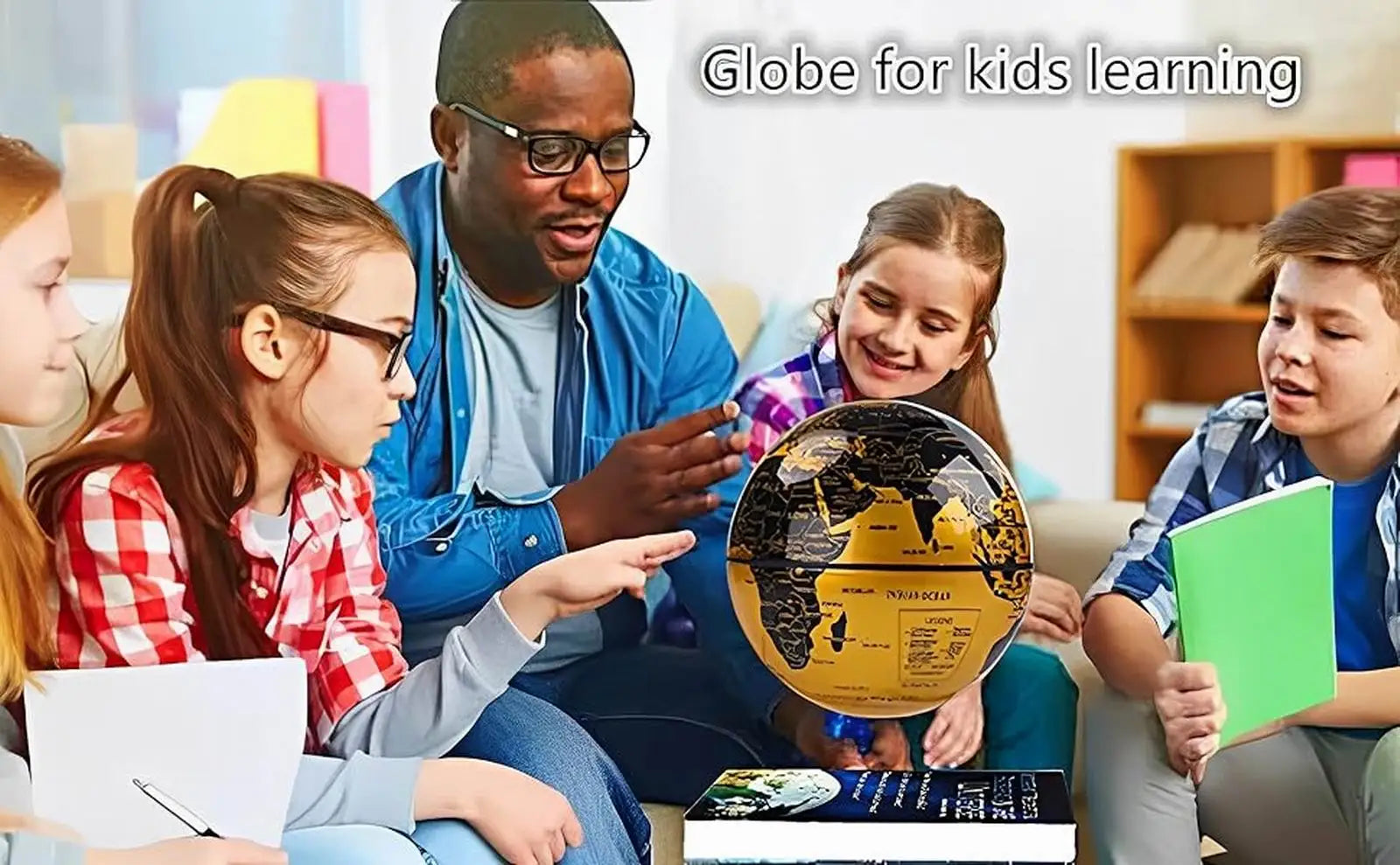 Levitating Globe with Book-Shaped Base &ndash; 360&deg; Rotating Magnetic Floating World Globe for Home Decor &amp; Educational Gift