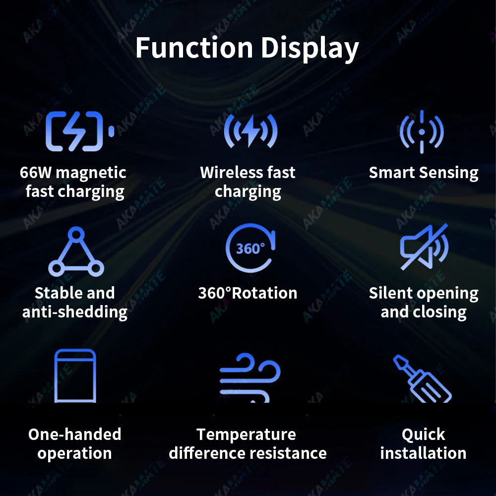 15W Car Magnetic Charging Stand - 66W Fast Auto Reset