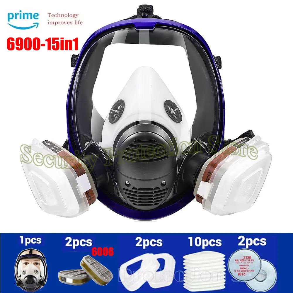 Full Face Gas Mask Respirator &ndash; Activated Carbon Filter 6900-6006-2138-17in1