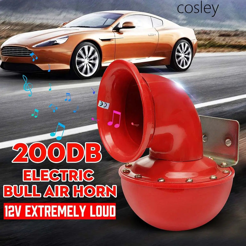 Corne de brume 12V 200dB Rouge en ABS et métal pour voitures, camions, bateaux, motos