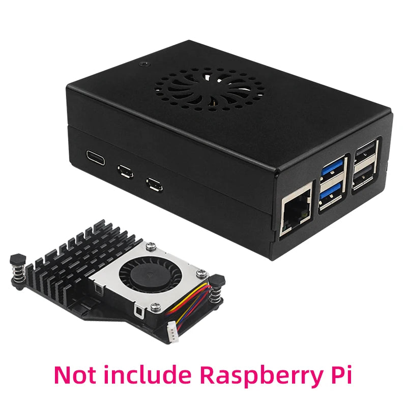 Raspberry Pi 5 Metal Case &ndash; Durable Aluminum Alloy Design Case-Cooler