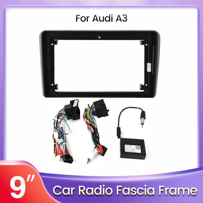 Priekinio skydelio montavimo apdailos rinkinys Audi A3 8P S3 RS3 9 colių automobilio radijo atnaujinimui ABS plastikas