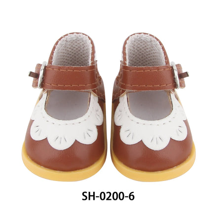 Charming 5.5CM PU Leather Mini Doll Shoes with Heart Bow for 14-Inch Dolls SH-0200-6