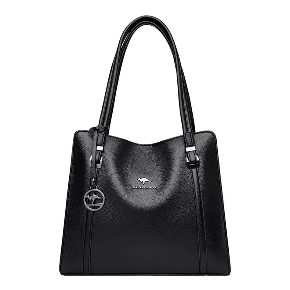 VANDERWAH Soft Leather Luxury Tote Handbag for Women Black 3