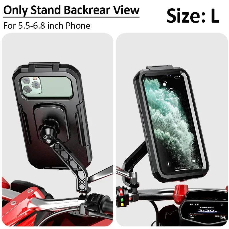 Motorcycle Wireless Charger Holder QC3.0 &ndash; Waterproof Mount Size L Rear View