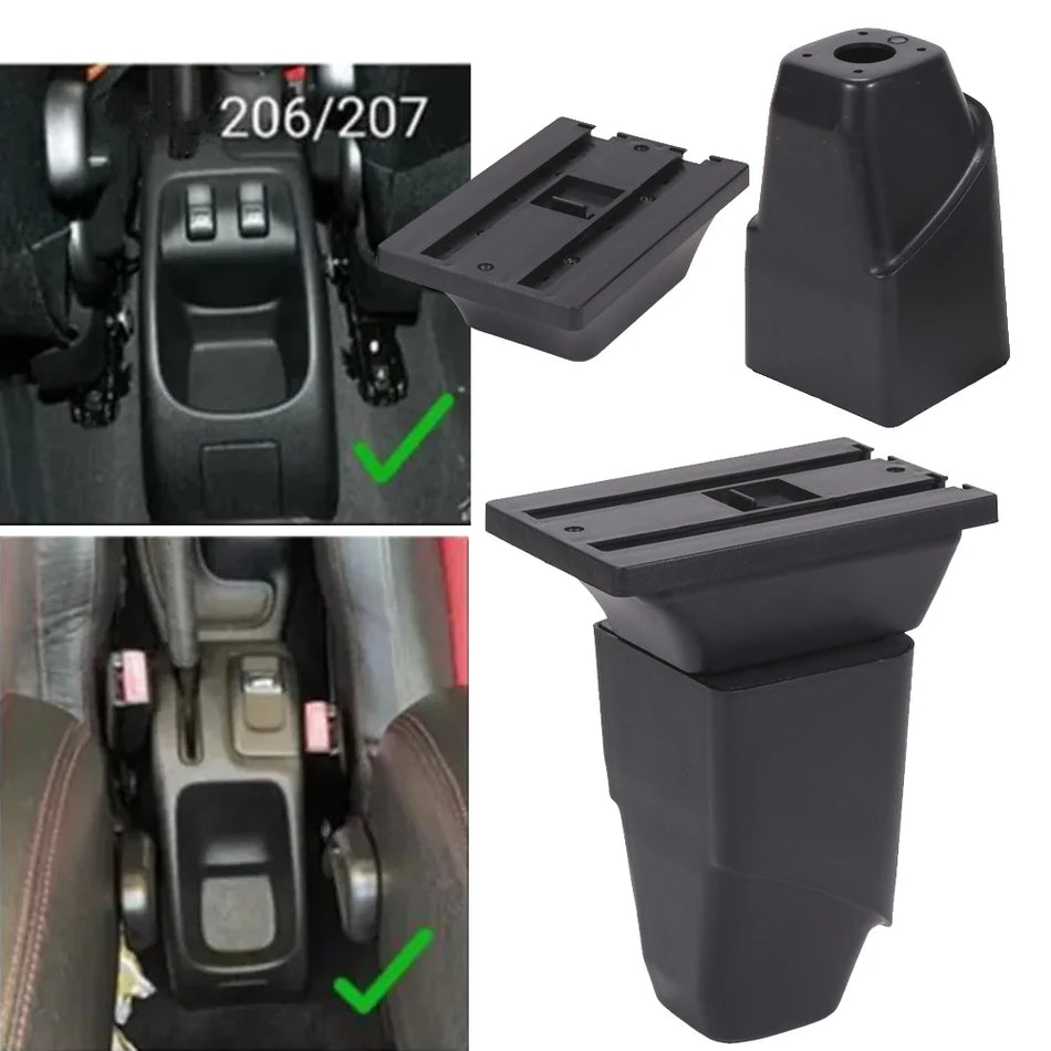 Middenarmsteunbox van leer en ABS voor Peugeot 206 207