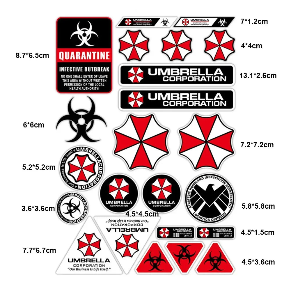 Reflective Resident Evil Umbrella Decals for Motorcycles &amp; Helmets A4